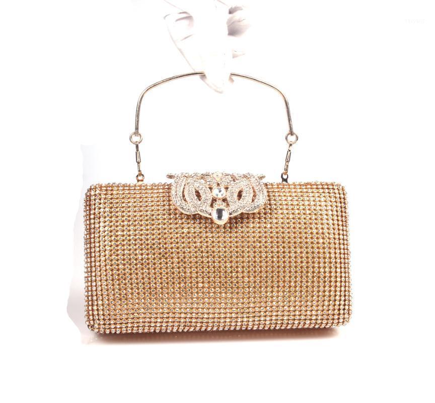 

Silver Gold Shimmering Diamonds Evening Bag Clutch Purse Fashion Both Side Rhinestones Women Crown Clutch Bags1, Black