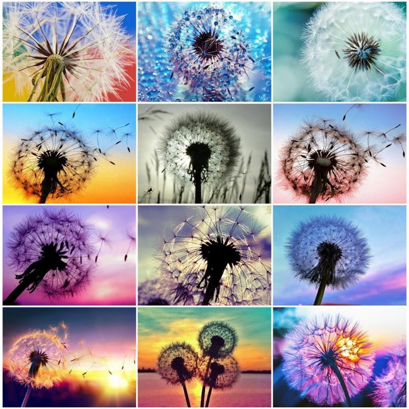 

EverShine Dandelion Diamond Mosaic Full Square Diamond Painting Cross Stitch Scenery Embroidery Picture Of Rhinestones