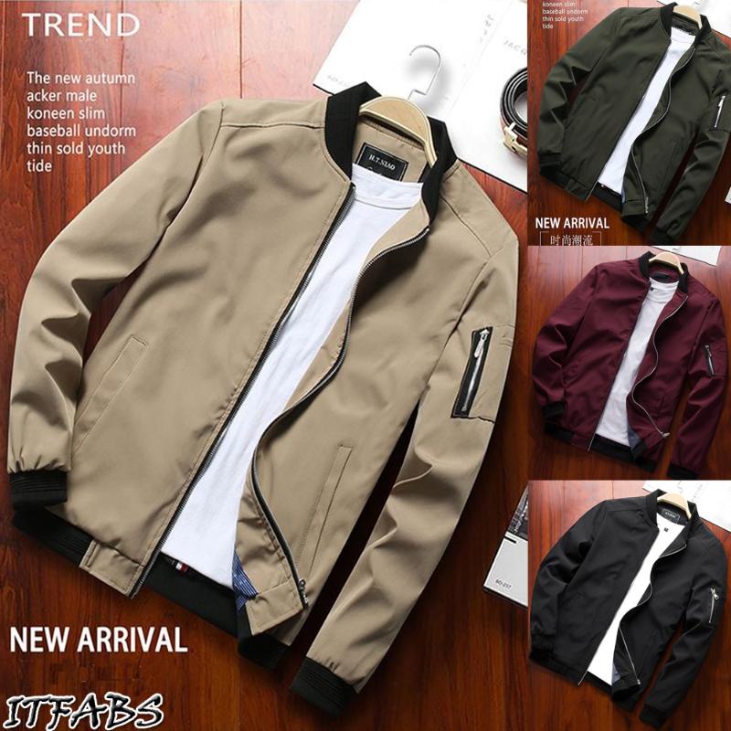 

Men's Jackets 2021 Fashion High Quality Jacket Solid Zipper Loose Casual Coat Warm Outwear, Black