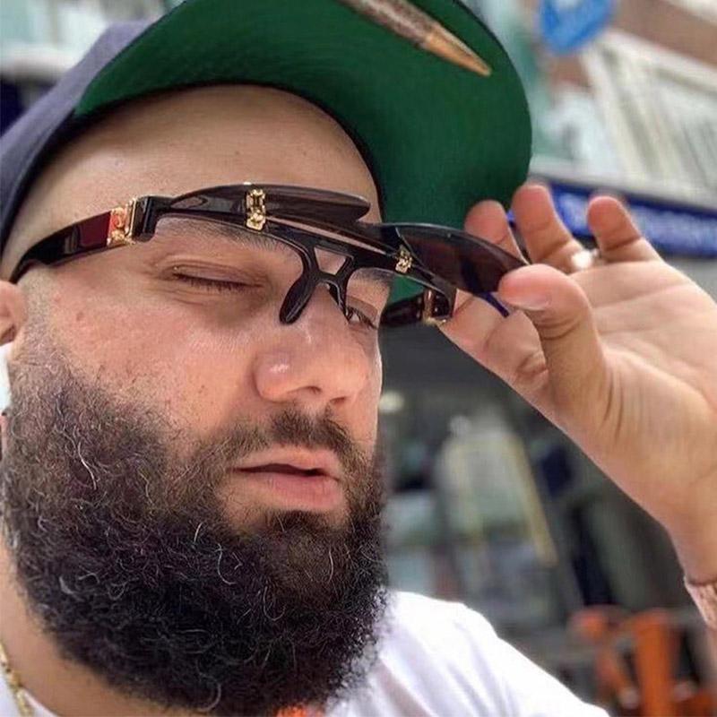 

Rectangle Flip Sunglasses For Men Vintgae Brand Designer Oversized Square Sun Glasses Men Women Cool Rimless Shades Oculos UV400