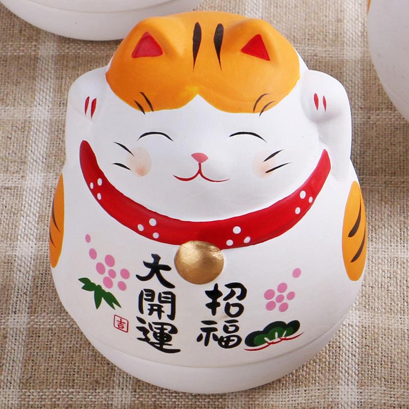 

Ceramic cat ornaments white lucky cat tumbler Home Decoration Business Gifts Fortune