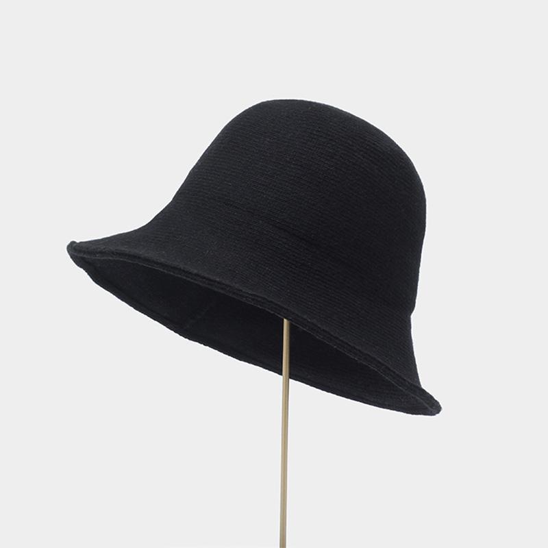 

XGZBJ Autumn and winter all-match woolen bowl hat retro woolen knitted hat, Black