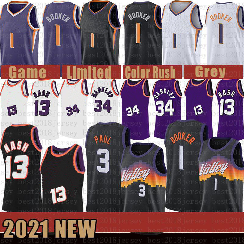

2021 New Basketball JerseyMens Devin 1 Booker Chris Steve 13 Nash 3 Paul Charles 34 Barkley Lavender jerseys, Mens-jersey