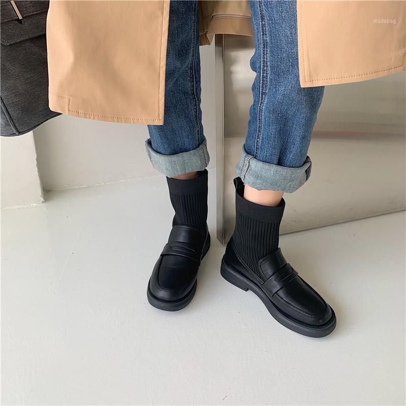 

Shoes Lolita Boots Winter Footwear Round Toe Luxury Designer Boots-Women Mid-Calf Rubber Ladies 2020 Stockings Mid Calf1