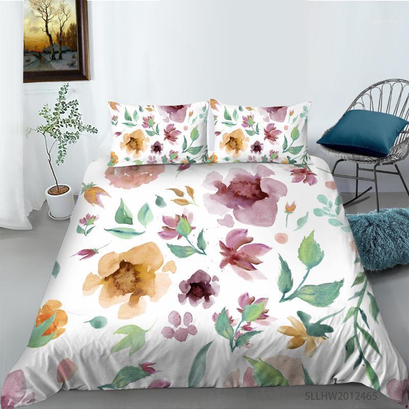 

3D Flowers Printing Duvet Cover with Pillowcase Single King Queen Bedding Sets 2/3pcs Home Textiles1
