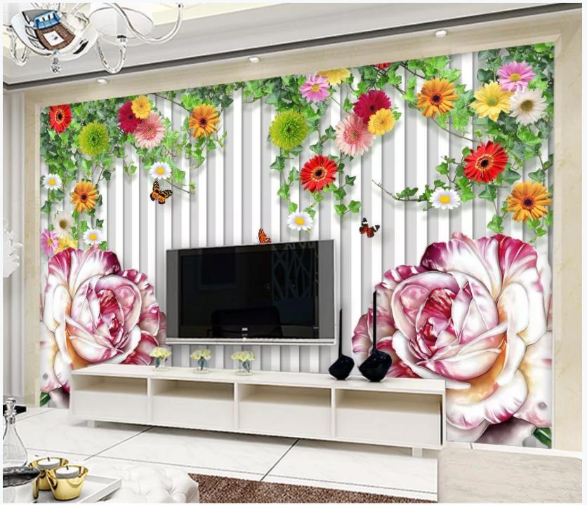 

Custom photo wallpaper for walls 3 d mural wallpaper Modern garden flower vine flower mural TV background wall papers home decor, As pic