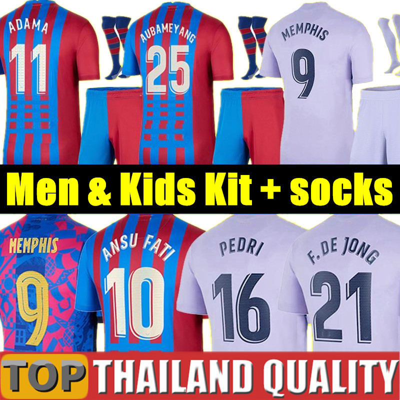 

PEDRI GAVI LEWANDOWSKI FC FERRAN BARCELONA soccer jerseys 22 23 AUBA barca RAPHINGA ANSU FATI Camisetas de football 2022 2023 MEMPHIS kit shirt Men Kids sets uniform, 21/22 away - men