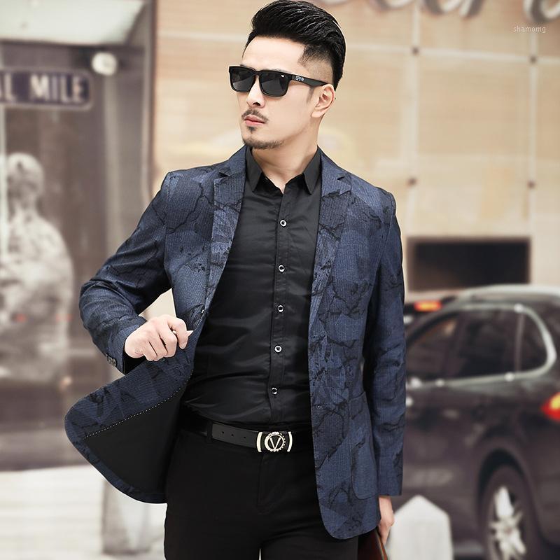 

2020 Autumn and Winter New Style MEN'S Suit Coat Young and Middle-aged Business Casual Trend bian xi Men'S Wear Slim Fit Suit1, Blue