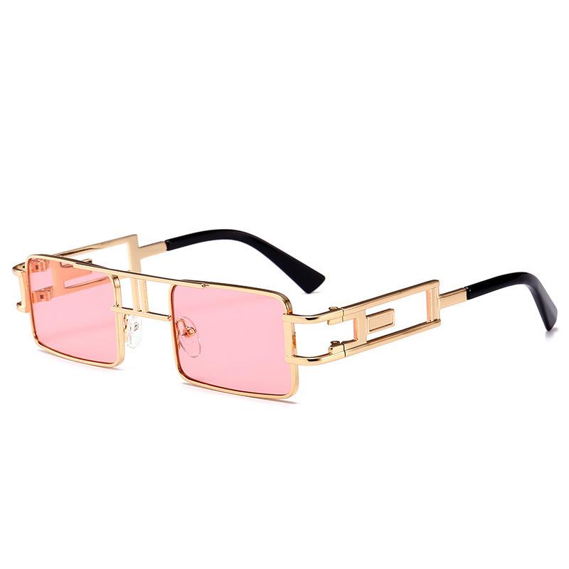 

Luxury Retro hollow metal frame sunglasses women Small Square Steampunk 2020 unisex men sun glasses Vintage steampunk uv400 gold