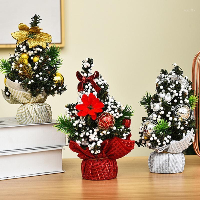 

20cm Mini Christmas Tree Festival Desktop Decoration Small Ornaments Happy New Year Gift Home Party Decor For Home New Year 20211