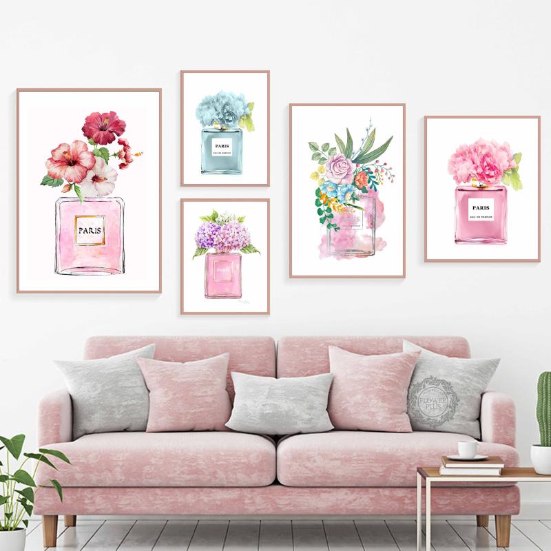

Modern Wall Art Home Decor Perfume Bottle Canvas Painting Coco Wall Pictures For Living Room Fashion Posters quadro cuadros