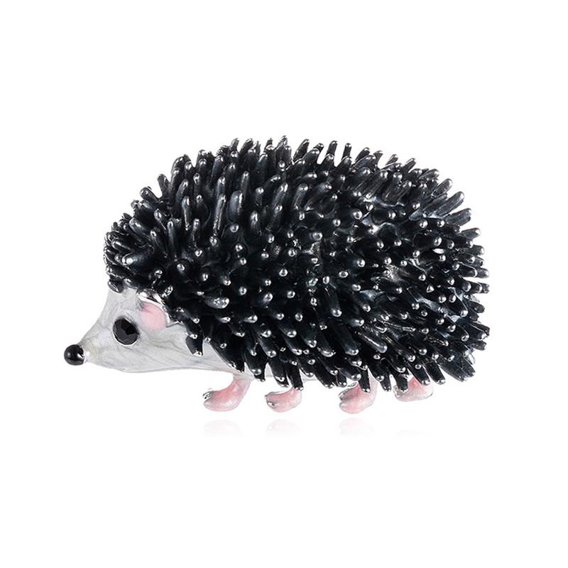 

DoreenBeads Trendy Black Enamel Hedgehog Brooches Crystal Animals Lizard Brooches for Women Coat Accessories Shining Jewelry 1PC