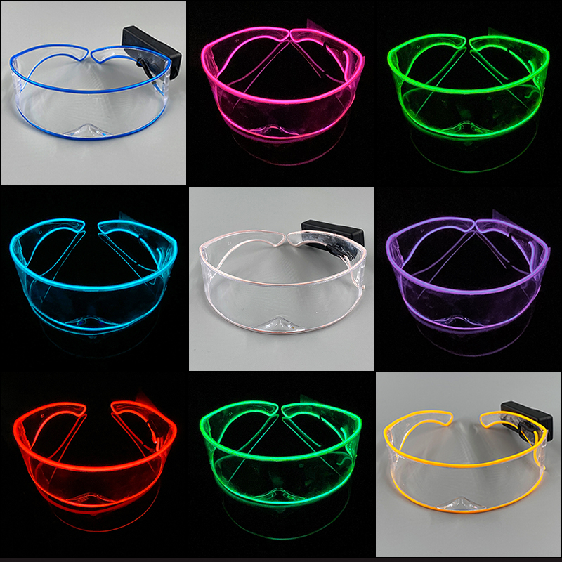 Costume Accessories Neon EL Glasses Glowing EL Wire Party Glasses Flashing LED Sunglasses Luminous Rave Costume Glasses Wedding Birthday Dec-image-751129147