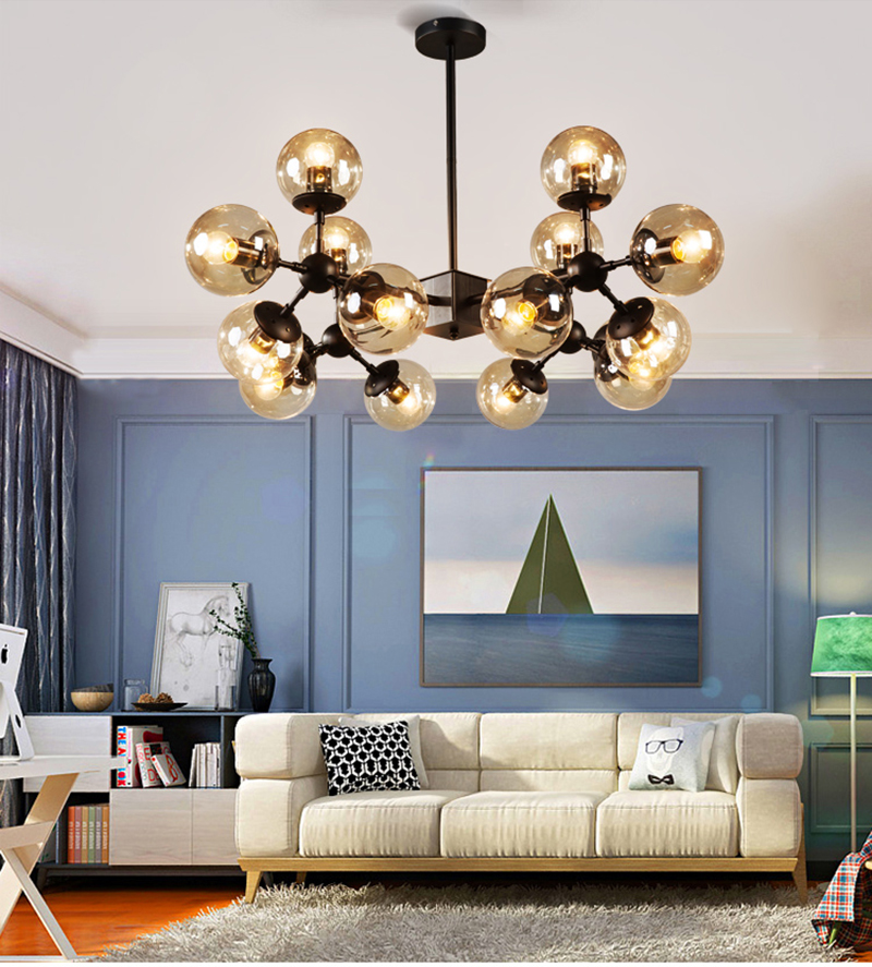 

Vintage round ball industrial LOFT Iron pendant lights Modern droplight glass round ball classic luminaria LED pendant lamp