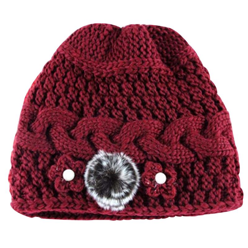 

Women Casual Soft Knitted Hats Wear Resistant Floral Artificial Wool Winter Multicolored Outdoor Daily Elastic Fashion Warm, Fuchsia