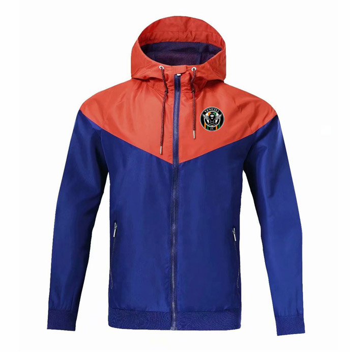 

venezia FC Men's Football Training Jacket Hooded Wind Resistant Jacket Fashion Trend Windbreaker Zipper Football Autumn Jacket, Black;brown