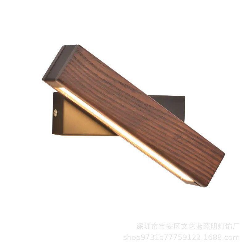 

LED Acrylic wall lamp modern minimalist creative bedroom bedside aisle wall lamp reading wood rotating