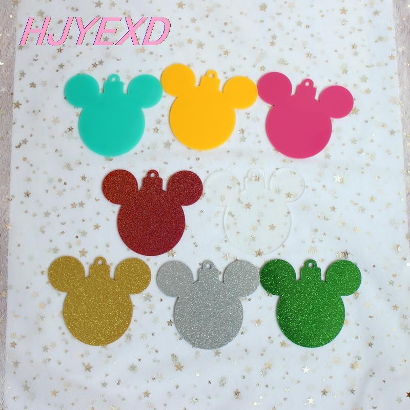 

Keychains 101mm Acrylic Christmas Mouse Head Tags Ornaments Tree Clear Glitter Laser Cutout 4inches-AC10351