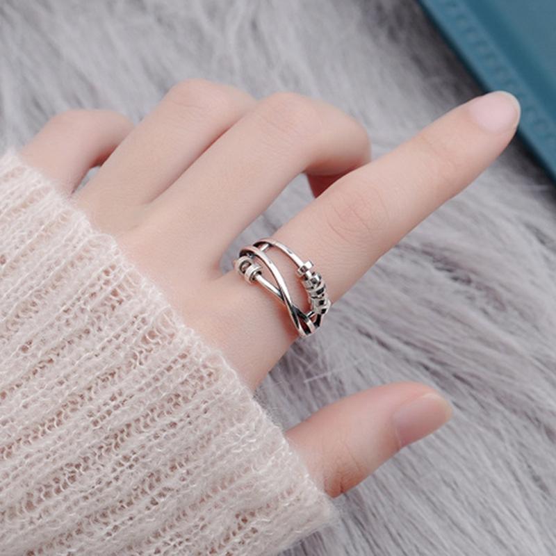 

High Quality Unique Simple Adjustable Rings Braided Band Multi-layers Finger Ring Silver Colour Smart Jewelry