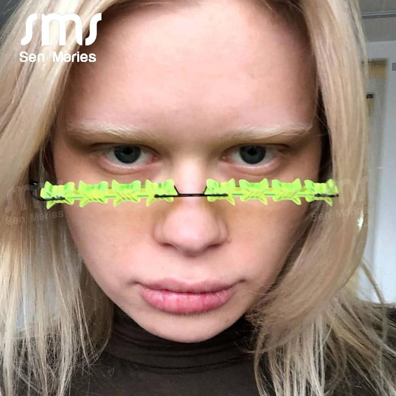 

2021 Men Rimless Vintage Sun Glasses Women Eyewear Luxury Trending Narrow Punk Eyeglasses Cool Street Beat Unique Frames Glasses