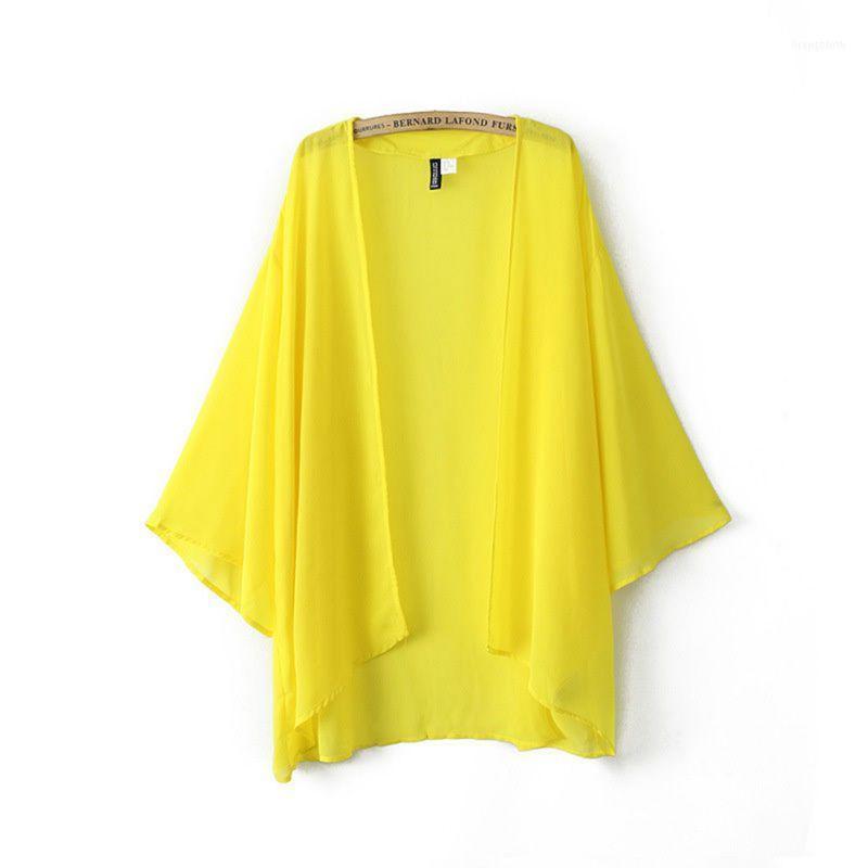 

Women's Jackets Wholesale- Sexy Spring Women Bikini Cover UP Loose Chiffon Kaftan Cardigan Kimono Outwear11, White