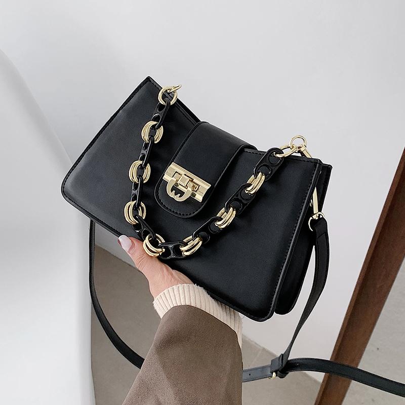 

VeryMe Pu Leather Chain Crossbody Lady Pack Vintage Top Handle Shoulder Women Bag New All-Match Handbag Hot Bolso Movil Monedero, Black