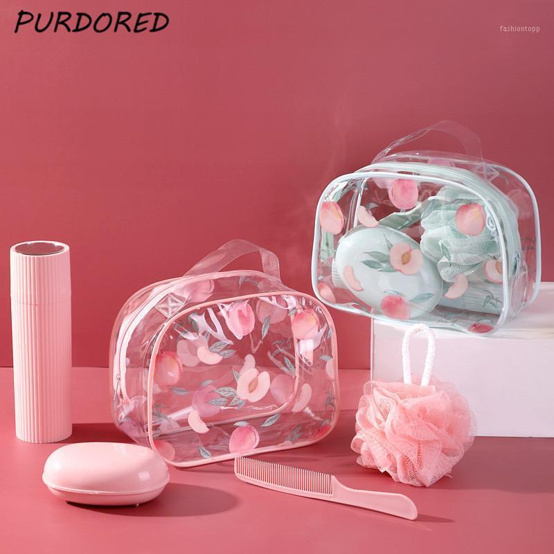 

PURDORED 5 Pcs/set Travel Clear Cosmetic Bag Women Makeup Bags Beauty Case Make Up Organizer Storage Toiletry Wash Bag Pouch1, Light pink