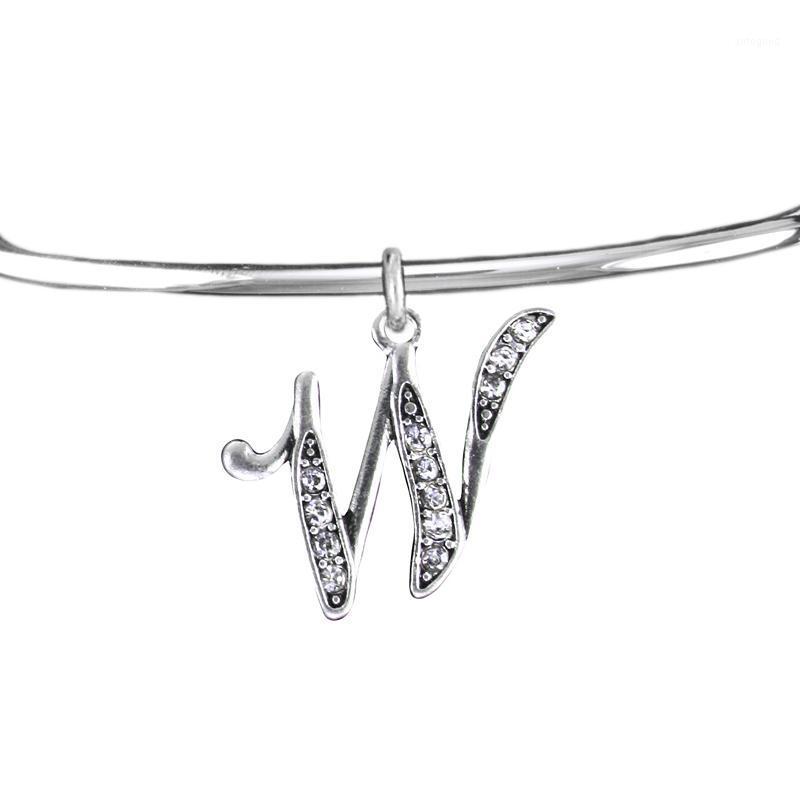 

Charm Bracelets Double Nose Alphabet Letters Bangles Crystal English Words W Charms Wristband Jewelry For Christmas Promotion Gifts1