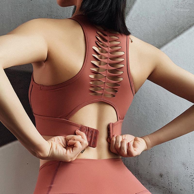 

Hollow Out Back Sports Bra Padded Push Up Yoga Bra Sportswear Shockproof Yoga Vest Sports Tank Top Running Fitness Underwear1, White bra