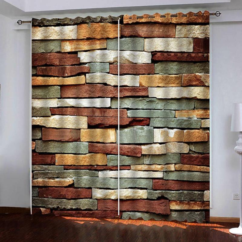 

Colored stone background wall Window Blackout Luxury 3D Curtain For Bedroom Living room Hotel kitchen decoration, As pic