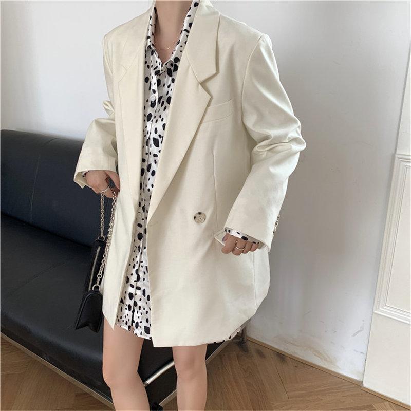 

HziriP Formal Thin Loose Elegant 2021 Hot Stylish Slim Office Lady Solid Slender New Women Korean Work Wear Female Blazers, White