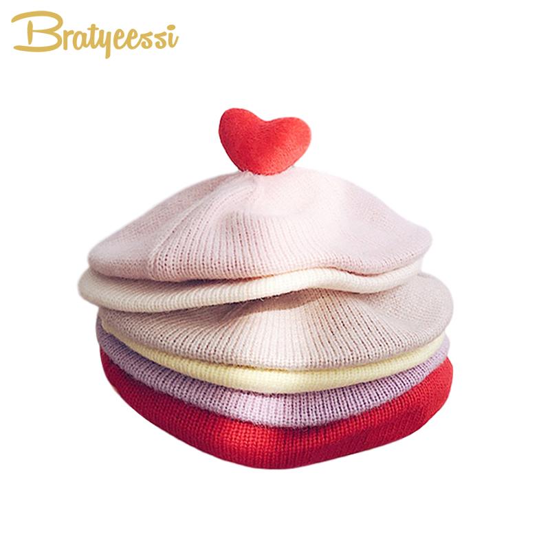 

Princess Baby Hat Heart Baby Beanie Kids Cap Knitted Autumn Winter Kids Hat for Girls Cap 1PC, Khaki a