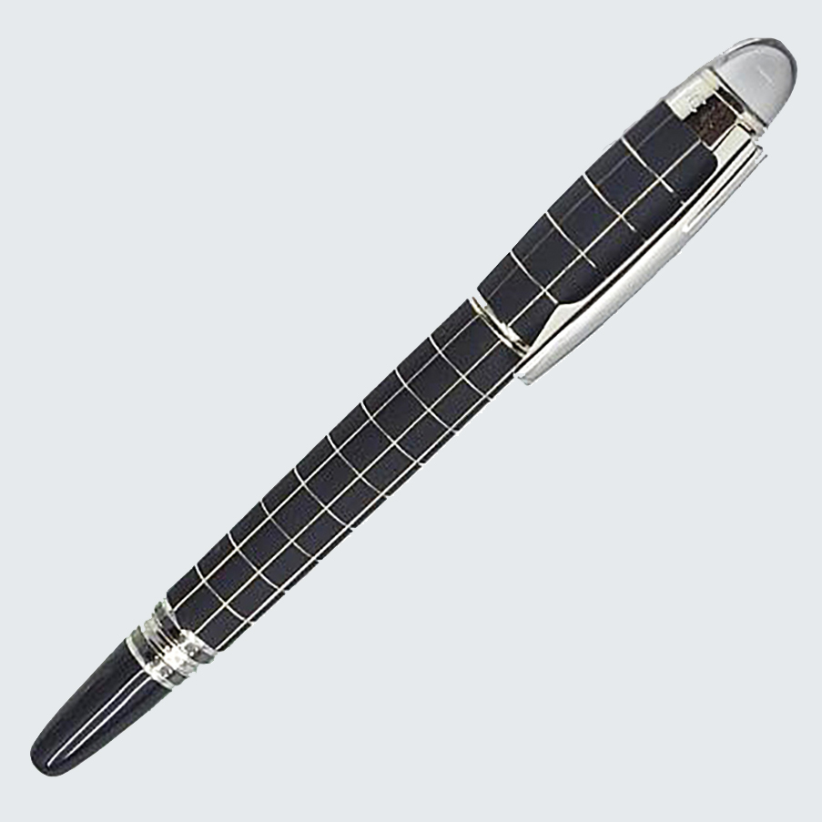 

Luxury BLACK AND SILVER Checker HOT Fountain Pen M Crytal Top Metal ink pen with converter