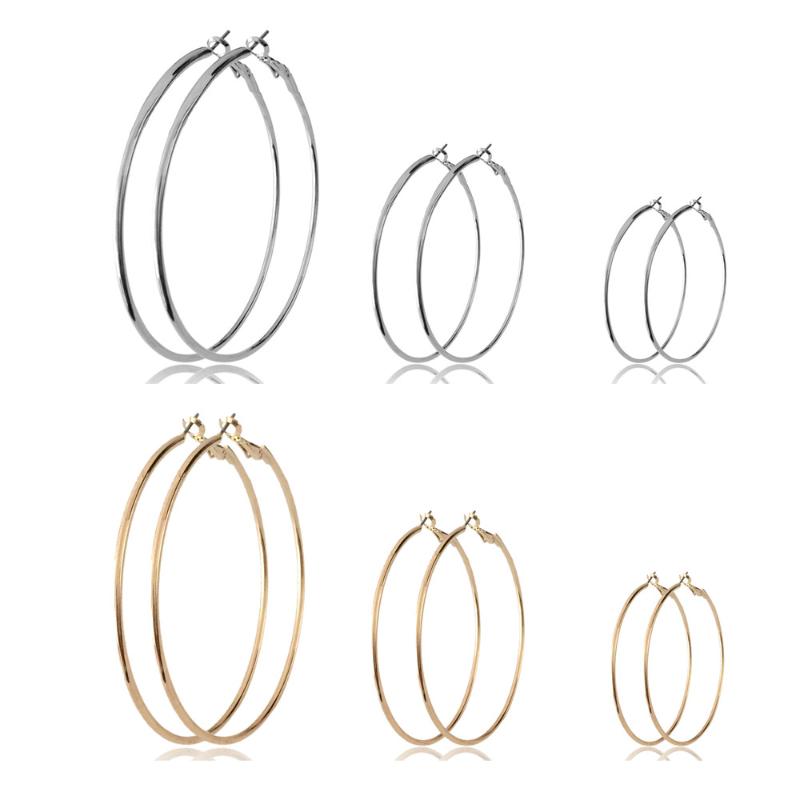 

Hoop & Huggie 2021 Stylish Jewelry 3Pair Big Earring Set Shiny Smooth Clear Circle Round Charm Pendientes For Women