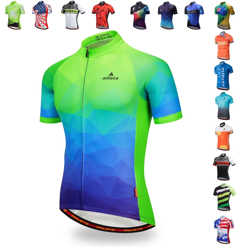 Weimostar Hombres ciclismo Jersey Team Bike triángulo Jersey Racing manga corta
