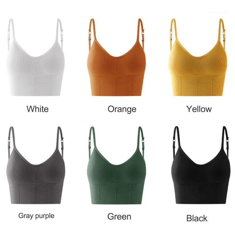 

M-xxl Women Wireless Bra Top Vest Chest Pad Wearing Sports Underwear Top On Thin Straps Crop Solid Camiseta Interior Mujer1, Black