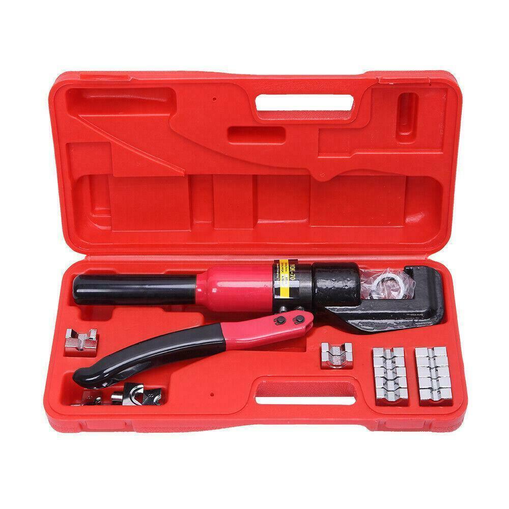 

8T 4-70mm Hydraulic Wire Battery Cable Lug Terminal Crimper Crimping Tool +9Dies