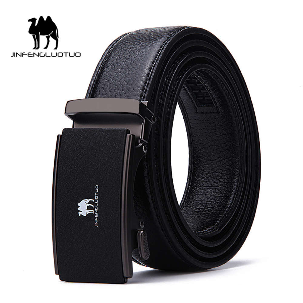 

Golden Camel men's business pure cow leather automatic buckle belt, leather belt, versatile youth belt, Black
