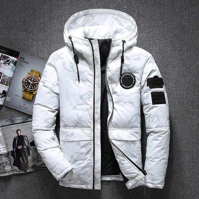 

-20 Degrees Men's Winter Jacket Thick Snow Parka White Duck Down Jacket Mens Camouflage Jackets Wind Breaker Brand Hooded Coats, Blue
