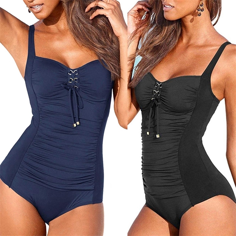 

women Swimwear Sexy high cut one piece swimsuit Backless swim suit Black thong Bathing suit female Monokini Plus Size Beach Y200319, Xz-1
