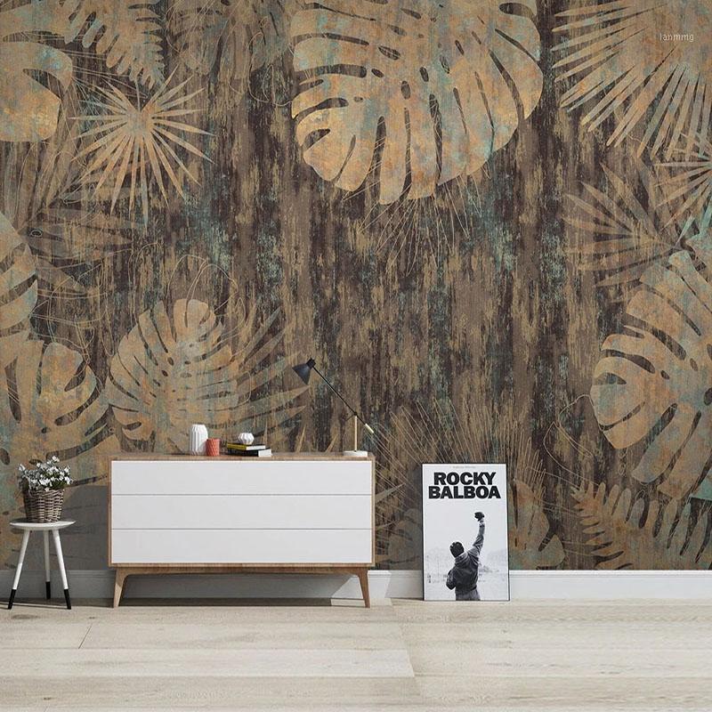 

Custom Mural 3D Tropical Plant Leaves Modern Retro TV Background Wall Painting Living Room Sofa Bedroom Home Decor Wallpaper 3D1, As pic