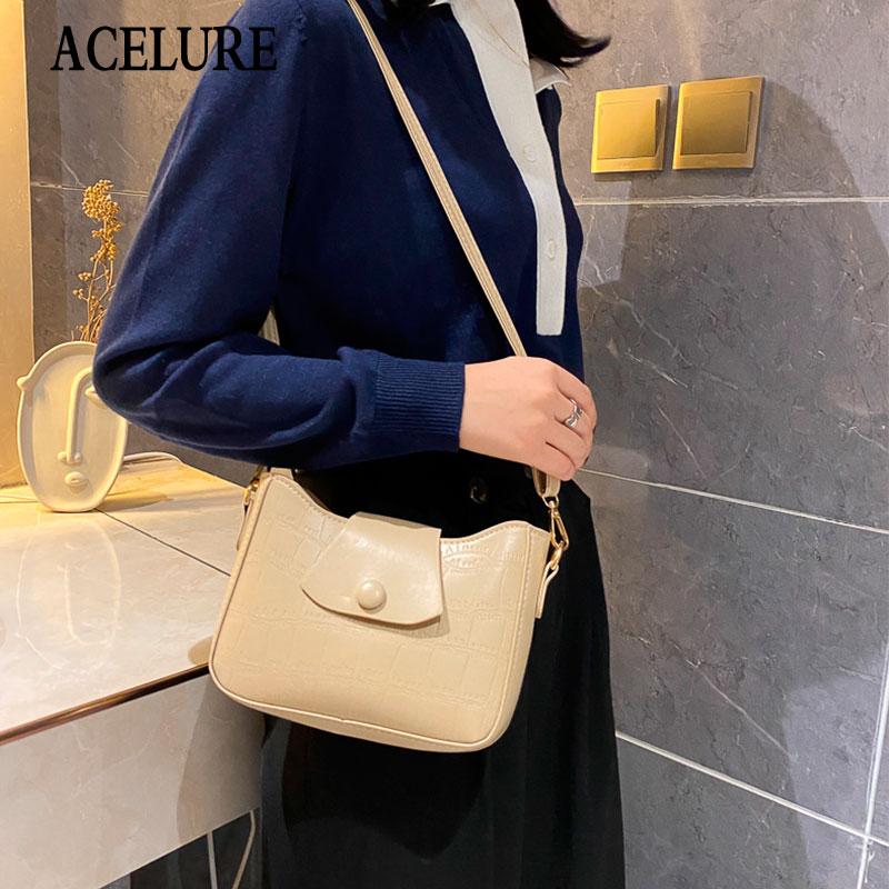 

ACELURE All-match Fashion Shoulder Crossbody Bags for Women Simple Style Solid PU Leather Messenger Bags Ladies Shopping Bag, Black