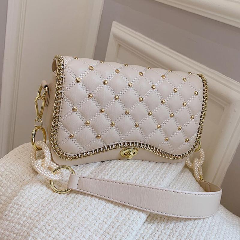 

Evening Bags Lattice Rivet Square Underarm Bag 2022 High-quality PU Leather Women's Designer Handbag Shoulder Messenger