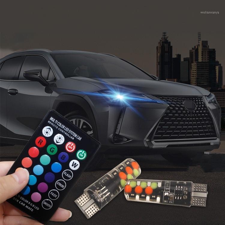 

Emergency Lights 2x T10 SMD RGB Led Remote Controller Car Dome Reading Light Automobiles Wedge Lamp Bulb Flash