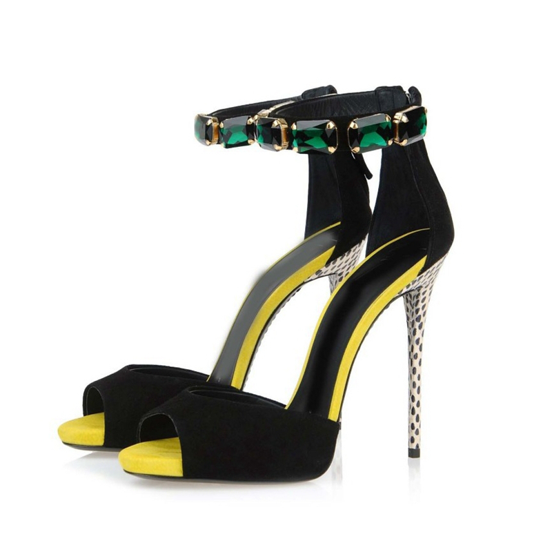 

Sexy Summer Plus Size Women High Heel Shoes Leather Flock with Strip Sandals In Tornozelo Leap Thin Party Shoe Bombs Mrs TL-A0064 0QVY, Blake