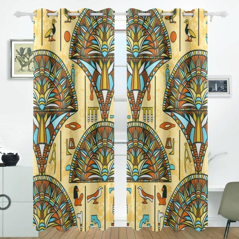 

Egyptian Art Flower Curtain Drapes Panels Darkening Blackout Grommet Room Divider for Patio Window Sliding Glass Door 55x84 Inch1, As pic