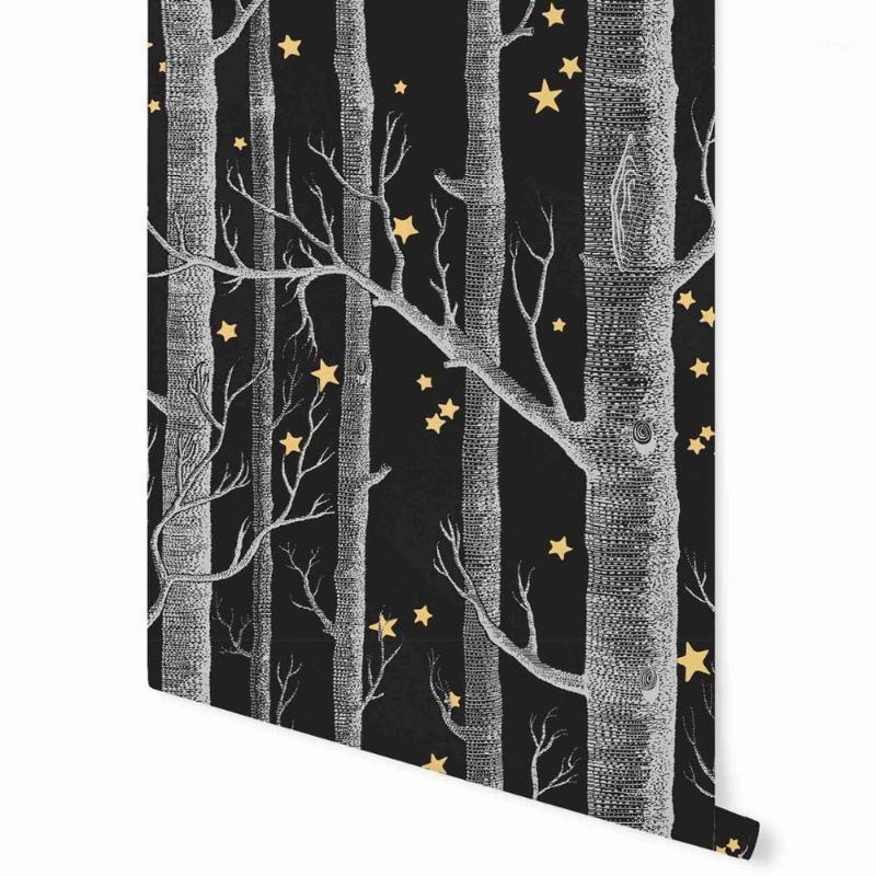 

Woods and Stars Wllpaper, Black Tree with Stars wallpaper tree Mural Photowall 3d Papeete Cuts scandinavian style FLC460011, As pic