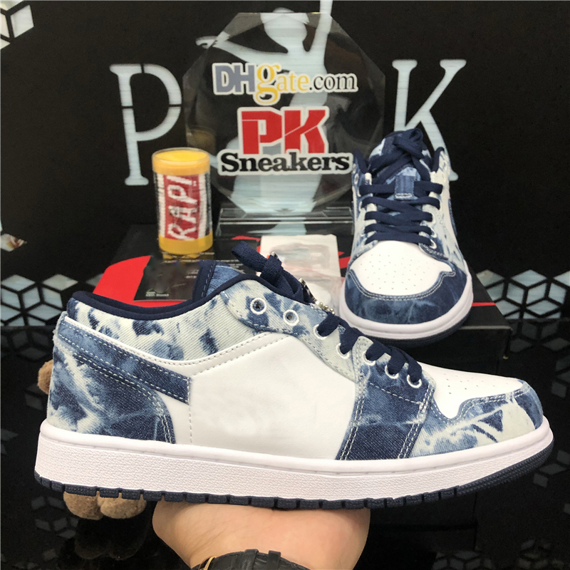 

top Quality Laser Blue Denim Men Women Jumpman 1 Low Basketball Shoes UNC Court Purple Triple Chicago Obsidian Sne, Gifts