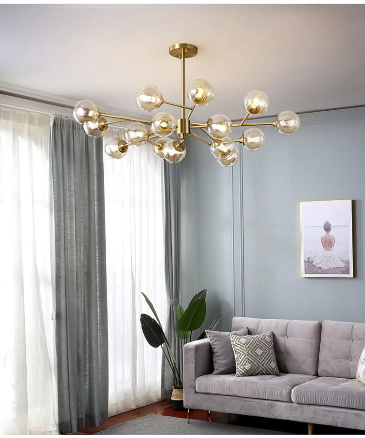 

Modern Sputnik Chandelier Lighting lamps Creative Glass Ball Branch Light Fixture Bedrpom Nordic Living Room Hanging Lights