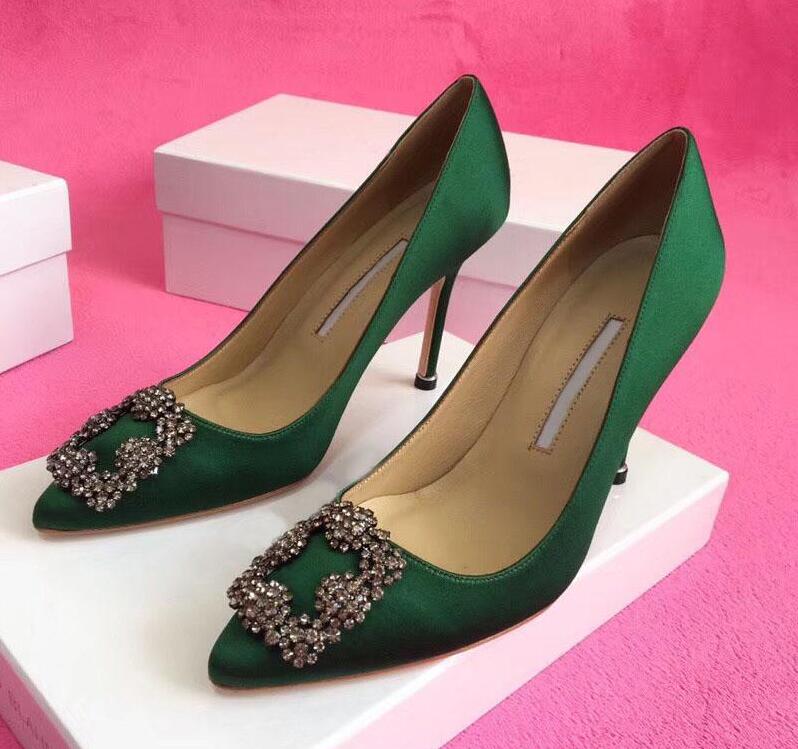 

Hot Sale-2019 Brand Party Wedding Shoes Bride Women Ladies Sandals Fashion Sexy Dress Shoes Pointed Toe High Heels Leather Glitter Pumps